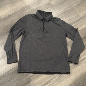 BOSS Hugo Boss Polo Shirt Mens XL Gray Regular Fit Mercerised Long Sleeve